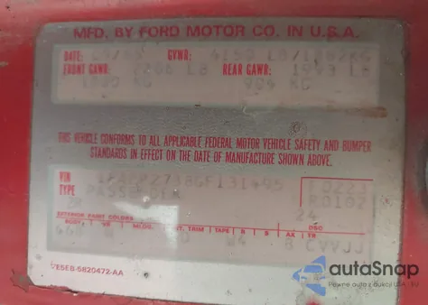 1986 Ford Mustang Lx/Gt z USA, uszkodzony, nr VIN 1FABP2738GF131495